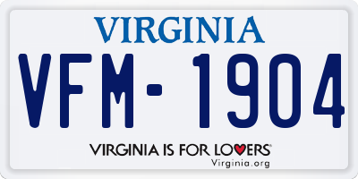 VA license plate VFM1904