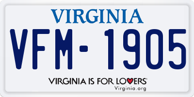 VA license plate VFM1905
