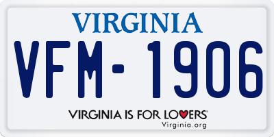 VA license plate VFM1906