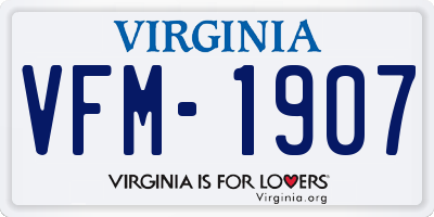 VA license plate VFM1907