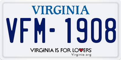 VA license plate VFM1908