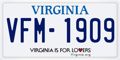 VA license plate VFM1909