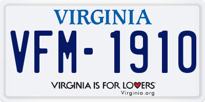 VA license plate VFM1910