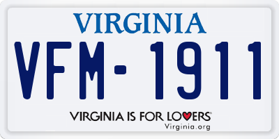 VA license plate VFM1911