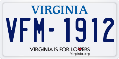 VA license plate VFM1912