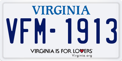 VA license plate VFM1913