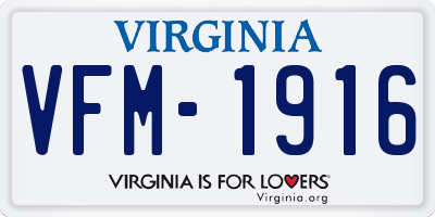 VA license plate VFM1916