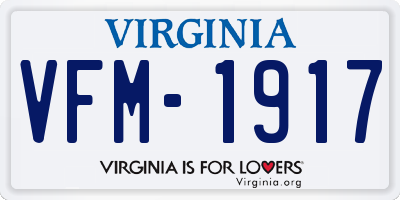 VA license plate VFM1917