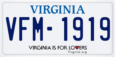 VA license plate VFM1919