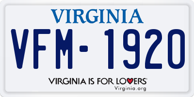 VA license plate VFM1920