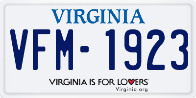 VA license plate VFM1923