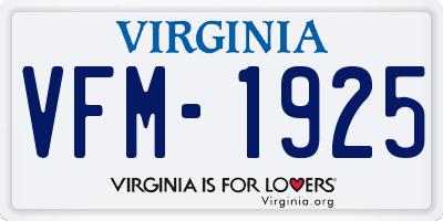 VA license plate VFM1925