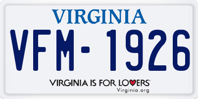 VA license plate VFM1926