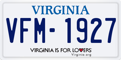 VA license plate VFM1927