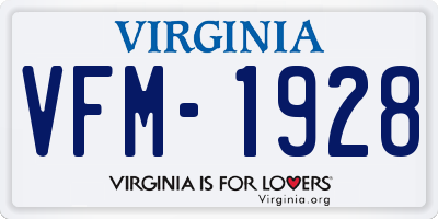 VA license plate VFM1928