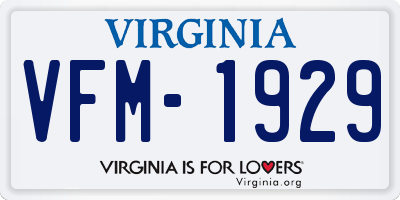 VA license plate VFM1929