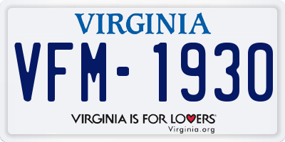 VA license plate VFM1930