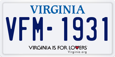 VA license plate VFM1931
