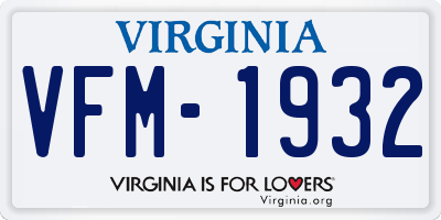 VA license plate VFM1932