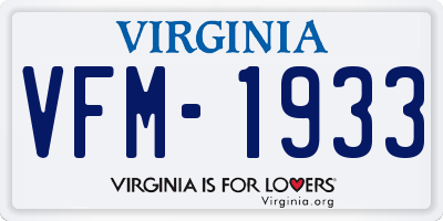 VA license plate VFM1933