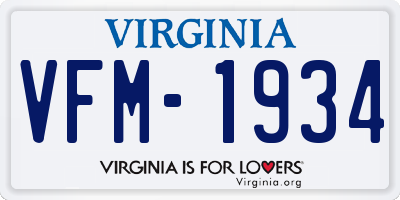 VA license plate VFM1934