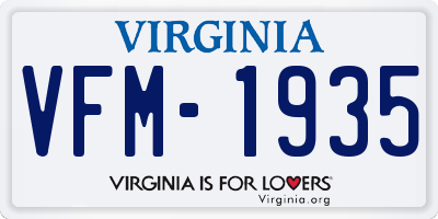 VA license plate VFM1935