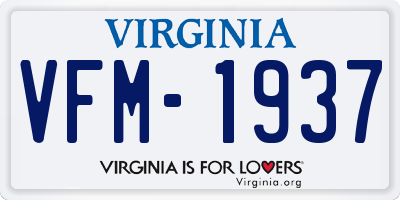VA license plate VFM1937