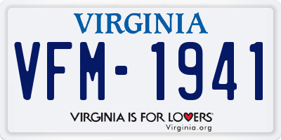 VA license plate VFM1941