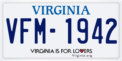 VA license plate VFM1942