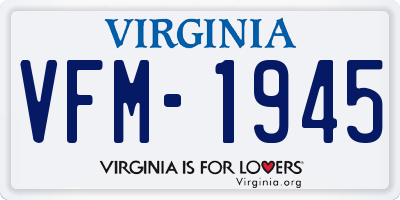 VA license plate VFM1945