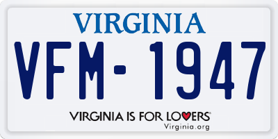 VA license plate VFM1947