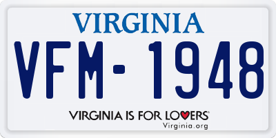 VA license plate VFM1948