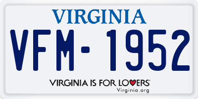 VA license plate VFM1952