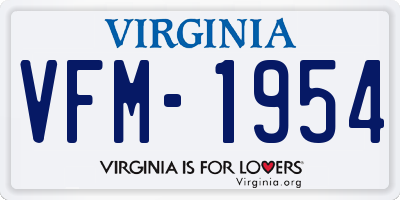 VA license plate VFM1954