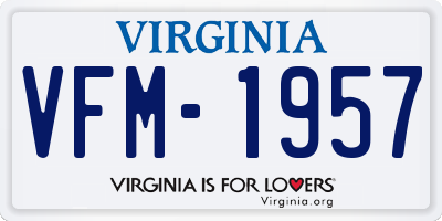 VA license plate VFM1957