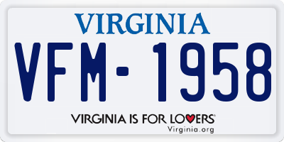 VA license plate VFM1958