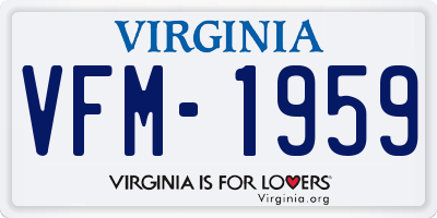 VA license plate VFM1959