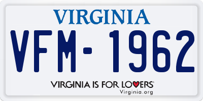 VA license plate VFM1962