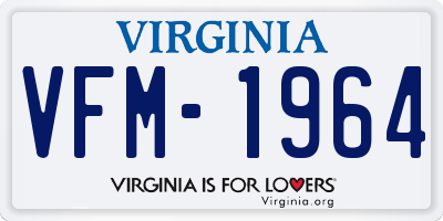 VA license plate VFM1964