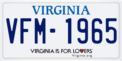 VA license plate VFM1965