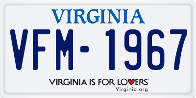 VA license plate VFM1967