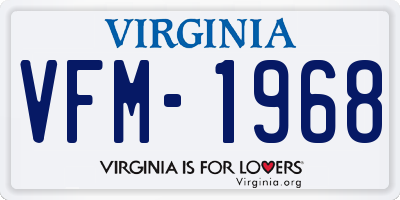 VA license plate VFM1968