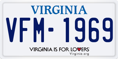 VA license plate VFM1969