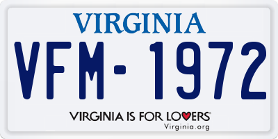 VA license plate VFM1972