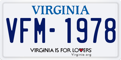 VA license plate VFM1978