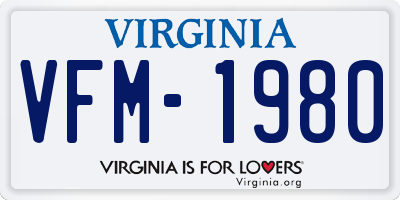 VA license plate VFM1980