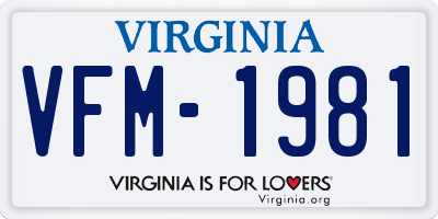 VA license plate VFM1981