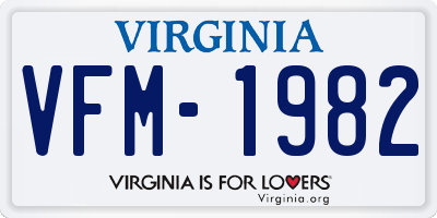 VA license plate VFM1982