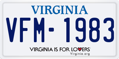 VA license plate VFM1983