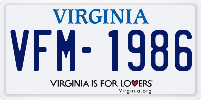 VA license plate VFM1986